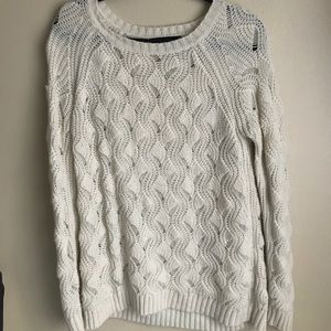 F21 Cream Netted Sweater